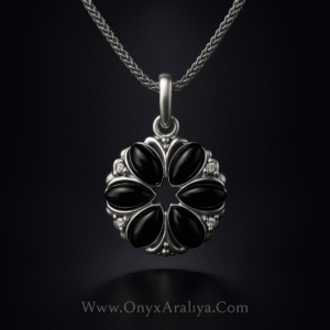 Onyx Araliya – The Black Blossom Medallion Pendant