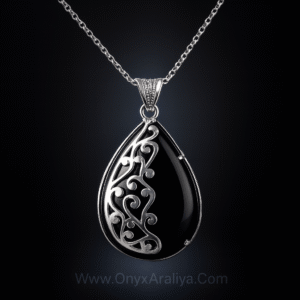 Onyx Araliya – The Midnight Filigree Drop Pendant