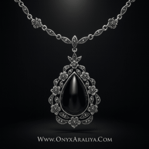Onyx Araliya – The Victorian Midnight Bloom Necklace