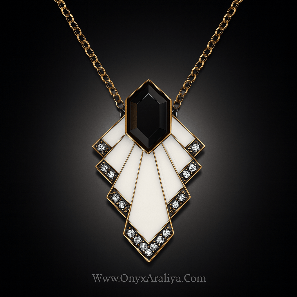 Onyx Araliya – The Celestial Deco Pendant