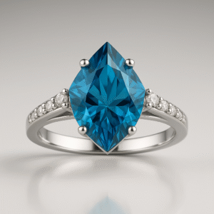 Marquise Blue Solitaire Pavé Ring