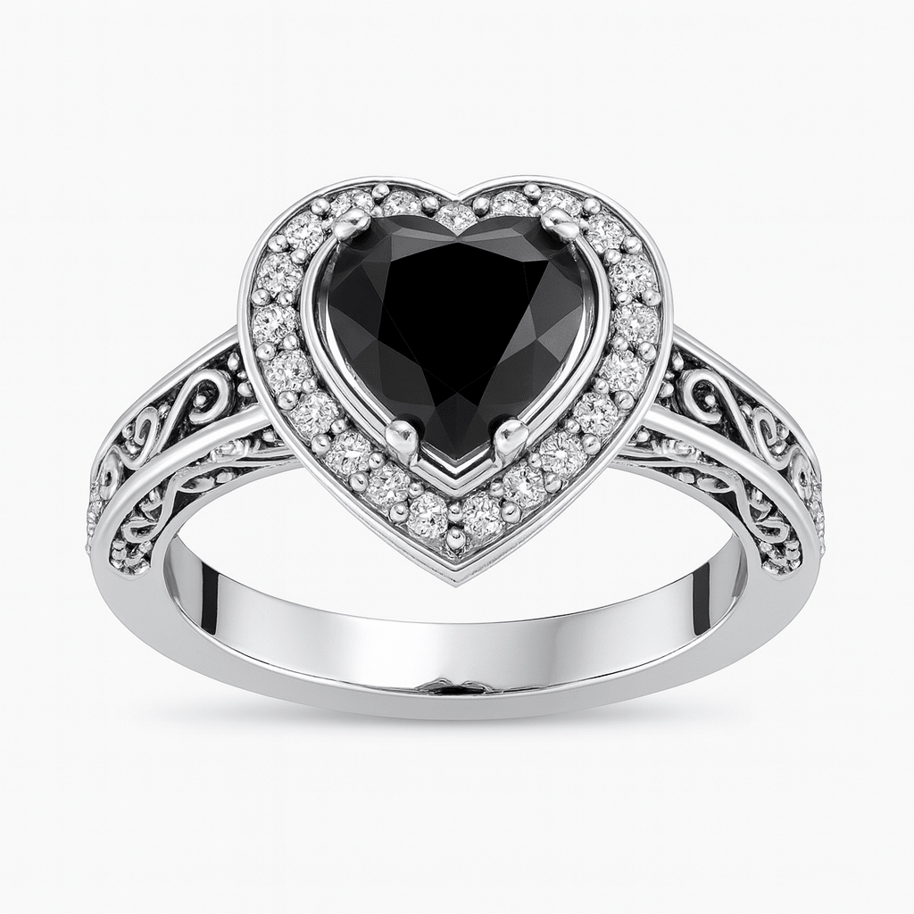 Onyx Araliya — Midnight Heart Black Onyx Ring