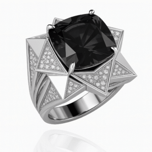 Black Onyx Star Crown Ring