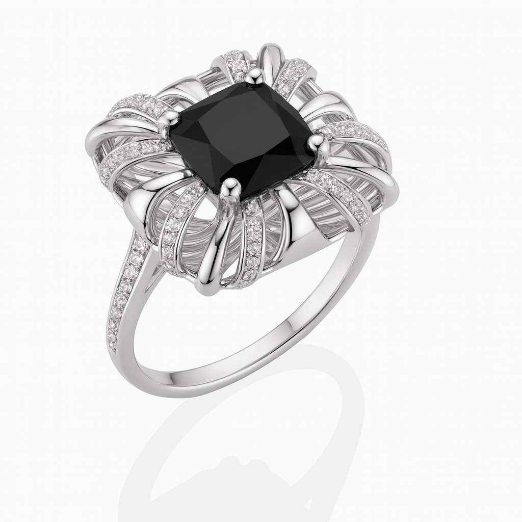 cushion-cut black onyx