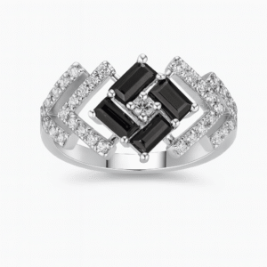 cluster of baguette-cut black onyx stones