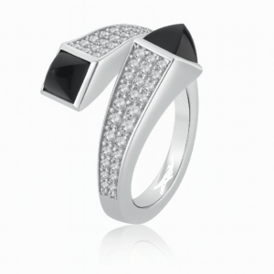 two pyramid-cut black onyx stones