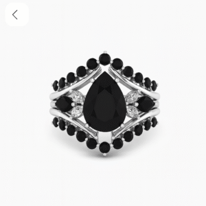 Black Onyx Pear Tiara Ring