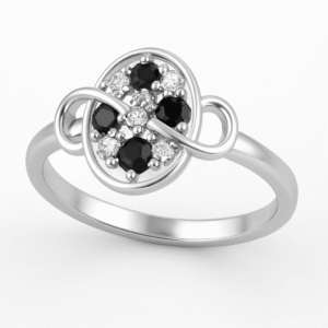 Black Onyx & White CZ Infinity Oval Ring