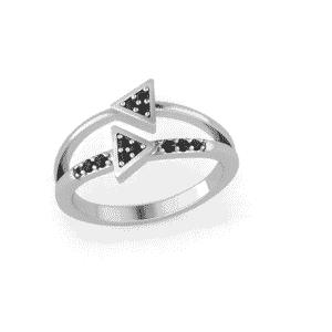 Black Onyx Double-Arrow Open Ring