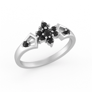 Black Onyx Floral Geo Ring