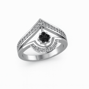 Black Onyx Chevron Halo Ring