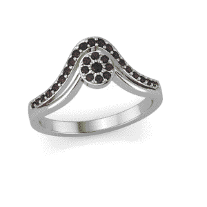 Black Onyx Halo V-Crown Ring