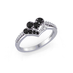 Black Onyx Double-Heart Ring | Silver