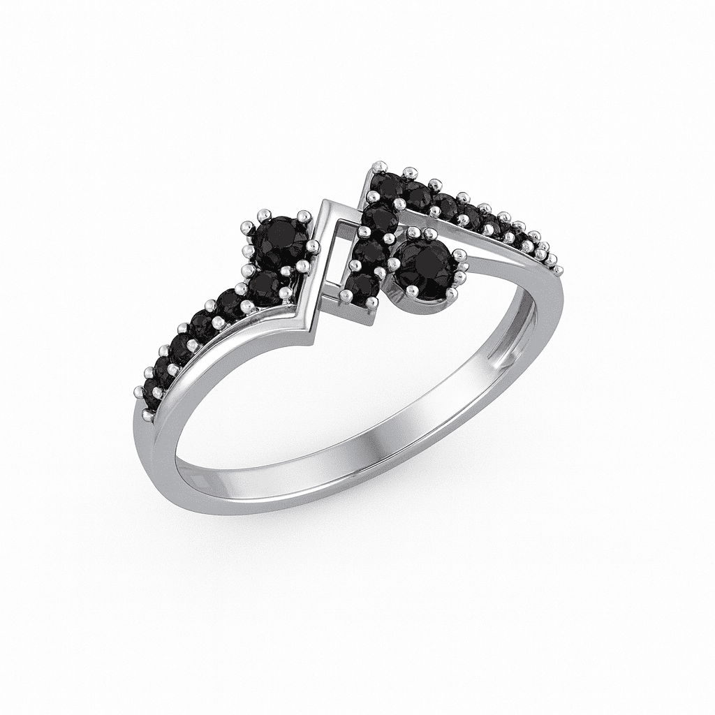 Black Onyx Zig-Link Ring | Silver