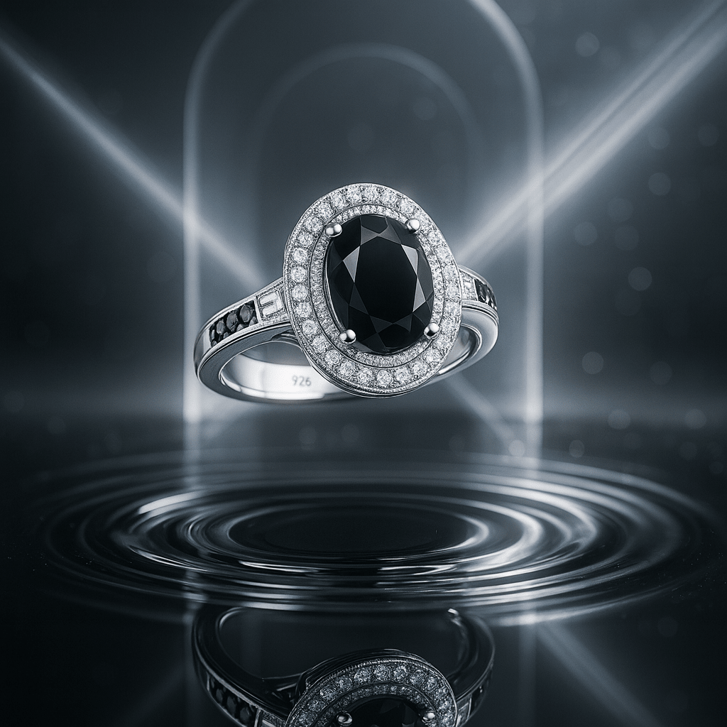 Oval Halo Black Onyx Ring - Image 5