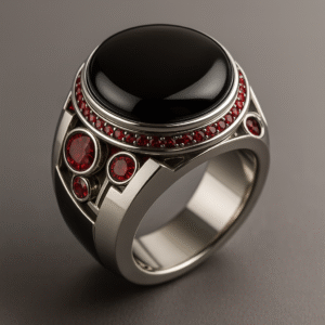 Obsidian Noir Halo Signet Ring – | ONYX ARALIYA