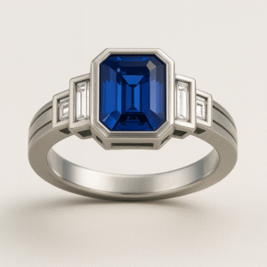 Art-Deco Sapphire & Baguette Ring –   ONYX ARALIYA