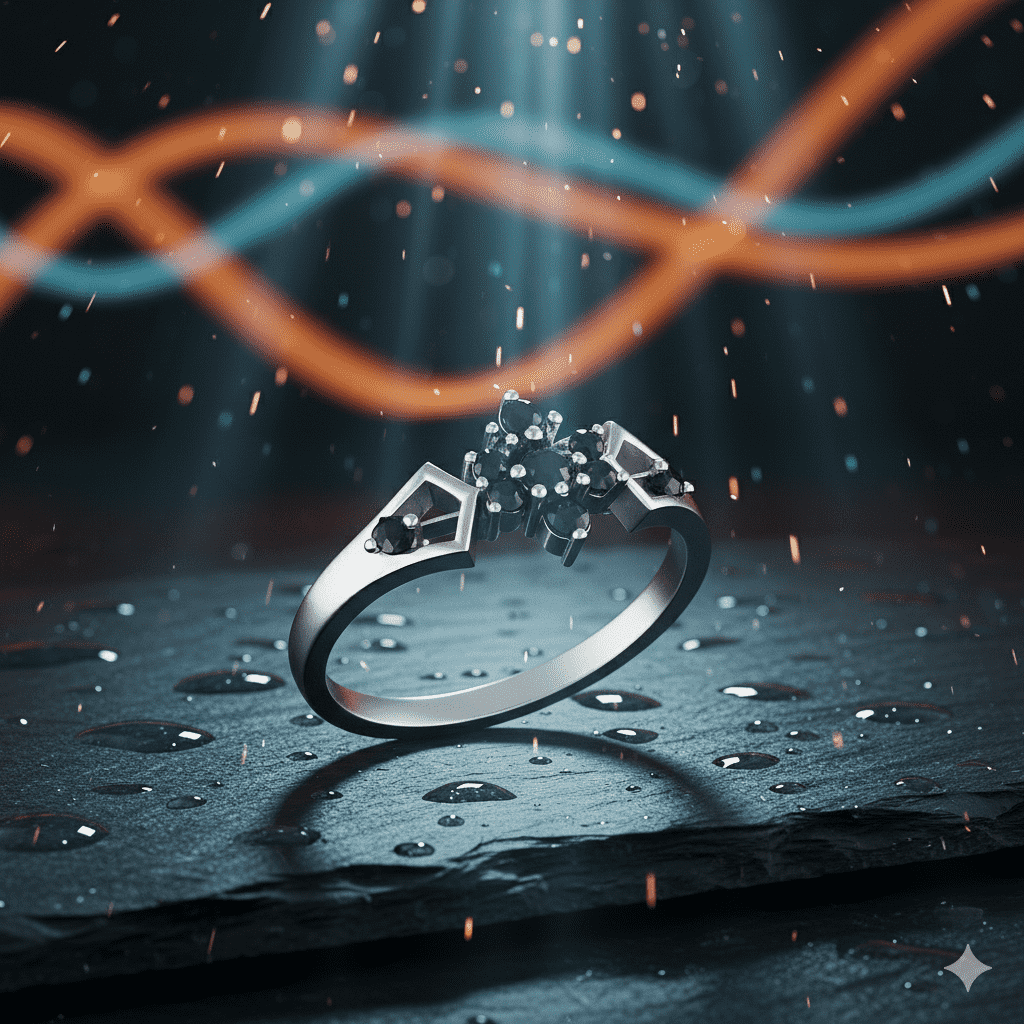 Black Onyx Floral Geo Ring - Image 5