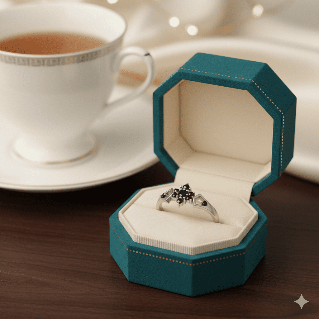 Black Onyx Floral Geo Ring - Image 2