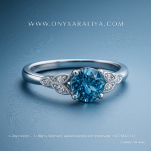 ✨ London Blue 2ct Round Cut Vintage Leaf Ring