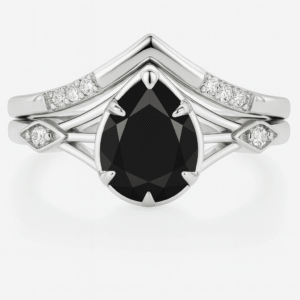 Chevron Bridal Set – Black Onyx & White Cubic