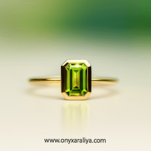 Emerald-Cut Peridot Minimalist Ring