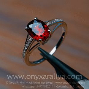 🔥 Red Garnet Crown Solitaire Ring